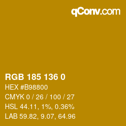 カラーコード: RGB 185 136 0 | qconv.com