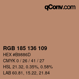 Color code: RGB 185 136 109 | qconv.com