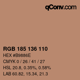 カラーコード: RGB 185 136 110 | qconv.com