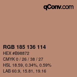 Color code: RGB 185 136 114 | qconv.com