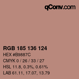 Color code: RGB 185 136 124 | qconv.com