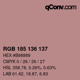 Color code: RGB 185 136 137 | qconv.com