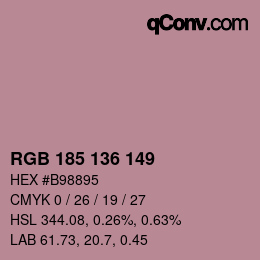 Color code: RGB 185 136 149 | qconv.com