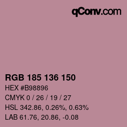 Color code: RGB 185 136 150 | qconv.com