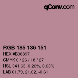 Color code: RGB 185 136 151 | qconv.com