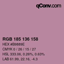 Farbcode: RGB 185 136 158 | qconv.com