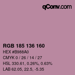 Farbcode: RGB 185 136 160 | qconv.com