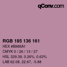 Farbcode: RGB 185 136 161 | qconv.com