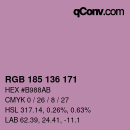 Color code: RGB 185 136 171 | qconv.com