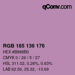 Color code: RGB 185 136 176 | qconv.com