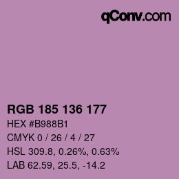 Color code: RGB 185 136 177 | qconv.com