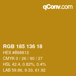カラーコード: RGB 185 136 18 | qconv.com