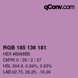 Color code: RGB 185 136 181 | qconv.com