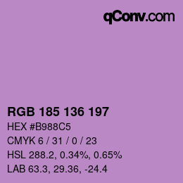 Color code: RGB 185 136 197 | qconv.com