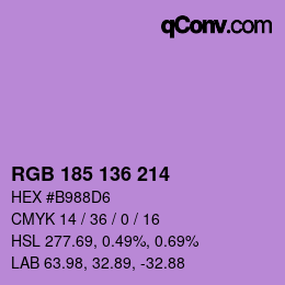 カラーコード: RGB 185 136 214 | qconv.com