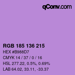 Farbcode: RGB 185 136 215 | qconv.com