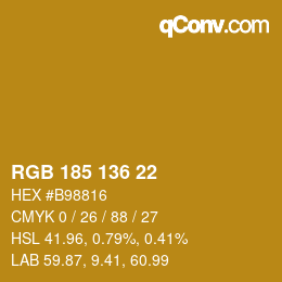 Farbcode: RGB 185 136 22 | qconv.com