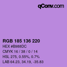 Color code: RGB 185 136 220 | qconv.com