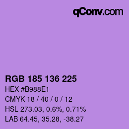 Color code: RGB 185 136 225 | qconv.com