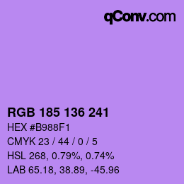 Color code: RGB 185 136 241 | qconv.com