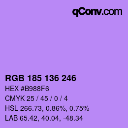 カラーコード: RGB 185 136 246 | qconv.com