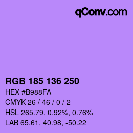 Color code: RGB 185 136 250 | qconv.com