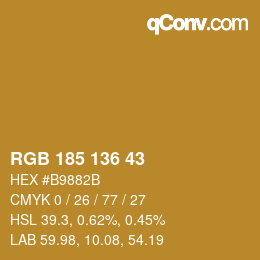 Color code: RGB 185 136 43 | qconv.com