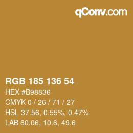 Farbcode: RGB 185 136 54 | qconv.com