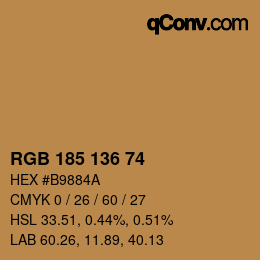 Color code: RGB 185 136 74 | qconv.com