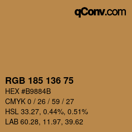 Color code: RGB 185 136 75 | qconv.com