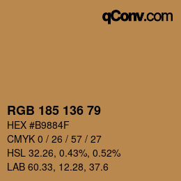 Color code: RGB 185 136 79 | qconv.com