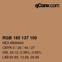 Color code: RGB 185 137 100 | qconv.com