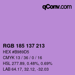 Color code: RGB 185 137 213 | qconv.com