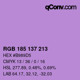 Color code: RGB 185 137 213 | qconv.com