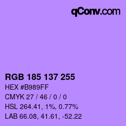 Color code: RGB 185 137 255 | qconv.com
