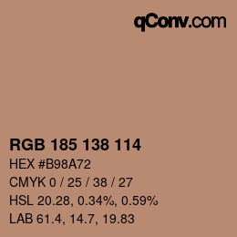 Color code: RGB 185 138 114 | qconv.com
