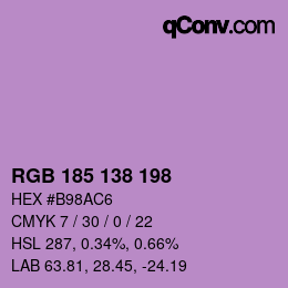 Color code: RGB 185 138 198 | qconv.com