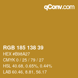 Color code: RGB 185 138 39 | qconv.com