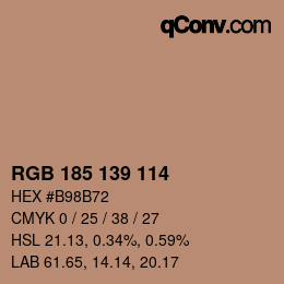 Color code: RGB 185 139 114 | qconv.com