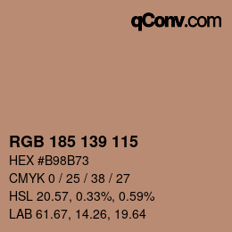 Color code: RGB 185 139 115 | qconv.com