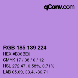 カラーコード: RGB 185 139 224 | qconv.com