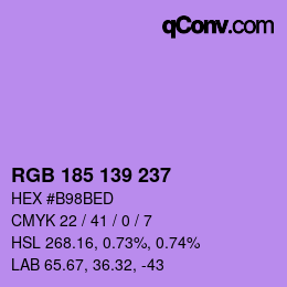 Color code: RGB 185 139 237 | qconv.com