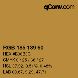 Código de color: RGB 185 139 60 | qconv.com