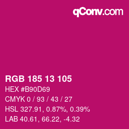 Color code: RGB 185 13 105 | qconv.com