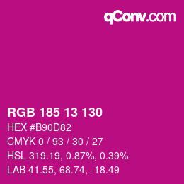 Color code: RGB 185 13 130 | qconv.com