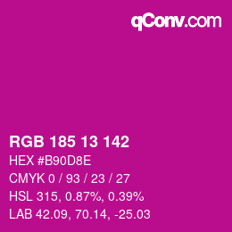 Color code: RGB 185 13 142 | qconv.com