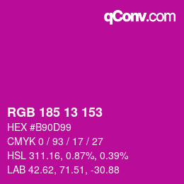 カラーコード: RGB 185 13 153 | qconv.com