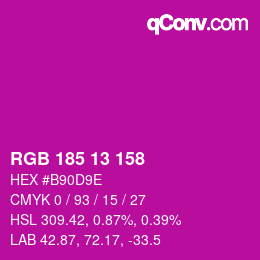Color code: RGB 185 13 158 | qconv.com