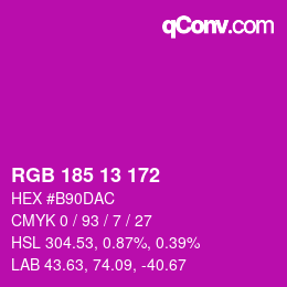 Color code: RGB 185 13 172 | qconv.com