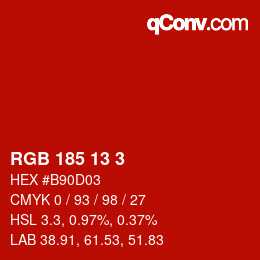 Color code: RGB 185 13 3 | qconv.com